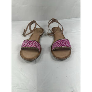 Charlie Paige Leather Boho Sandals Beaded SIZE 9 India New